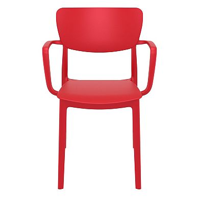 33" Red Solid Stackable Patio Dining Arm Chair