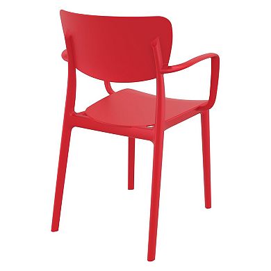 33" Red Solid Stackable Patio Dining Arm Chair