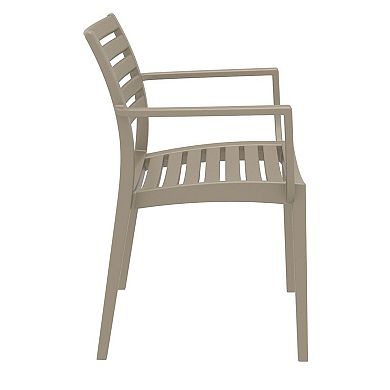 33" Taupe Brown Stackable Outdoor Patio Dining Arm Chair