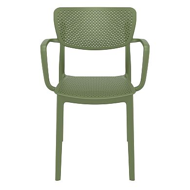33" Olive Green Stackable Patio Dining Arm Chair