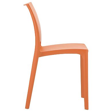 32" Orange Resin Solid Weather Resistant Outdoor Dining Chair