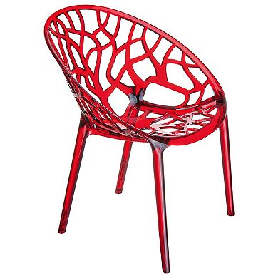 31" Red Transparent Stackable Outdoor Patio Dining Chair