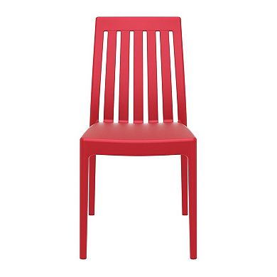 35" Red High Back Stackable Outdoor Patio Dining Chair