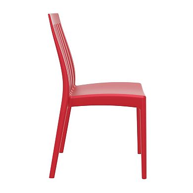 35" Red High Back Stackable Outdoor Patio Dining Chair