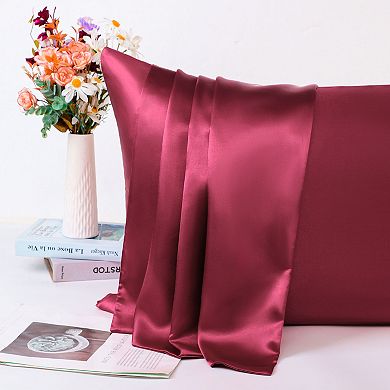 Luxury Satin Pillowcases for Skin Set of 2, Zipper Closure Queen 20" x 30"