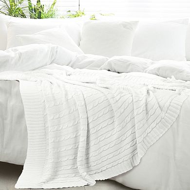 Knit Throw Bedding Blankets Soft 100% Cotton Twin 60"x78"