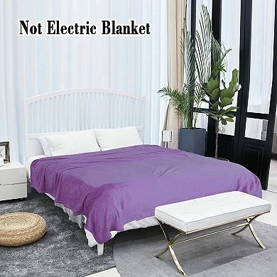 Fleece Flannel Throw Blanket Solid for Living Room Bedroom 78"x90"