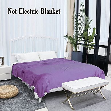 Fleece Flannel Throw Blanket Solid for Living Room Bedroom 70"x78"