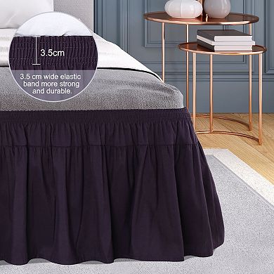 Polyester Brushed Bed Skirt With Elastic Dust Ruffles 16" Drop Queen 60" X 80"