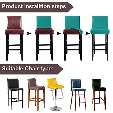Stretch Spandex Bar Stool Cover For Bar Height Side Chair Slipcovers 4pcs