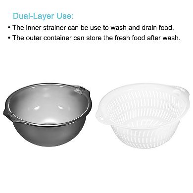 Double Drain Basket Bowl Rice Washing Bowl Food Strainer Colander, Large