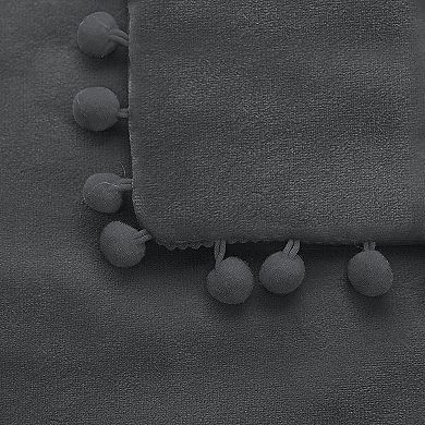 Velvet Pillow Cover With Pompoms For Sofa Bed 2 Pcs 16"x16"