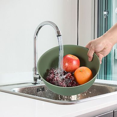 Washing Colander Bowl Sets 2PCS, Plastic Food Strainers Washing Basket