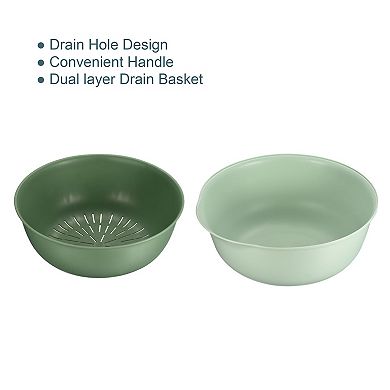 Washing Colander Bowl Sets 2PCS, Plastic Food Strainers Washing Basket