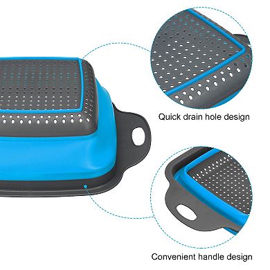 Collapsible Colander Set, 2 Size Silicone Square Foldable Strainer