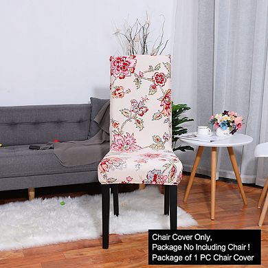 Polyester Floral Print Spandex Chair Cover for Dining Room Seat Slipcover