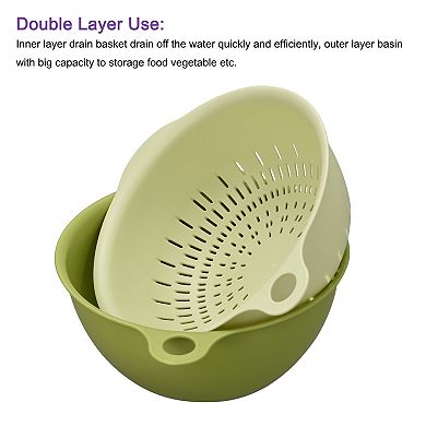 Strainer Colander Bowl Set, Medium Double Layer Drain Basin and Basket