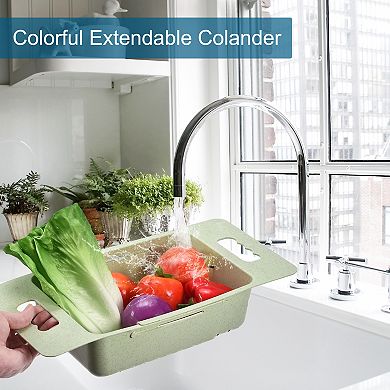 2 Pcs Extendable Over the Sink Colanders Wash Baskets for Kitchen