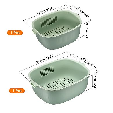 Kitchen Plastic Colander Food Strainer Fruit Washing Bowl Sets 2PCS