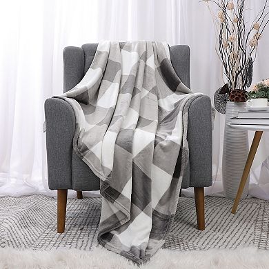 Plaid Buffalo Checker Christmas Blanket Soft Plush Fleece for Sofa Bed Twin 60"x78"