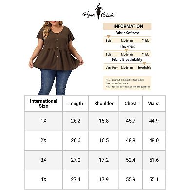 Women's Plus Size Tops Button Front Shirts Peplum Top