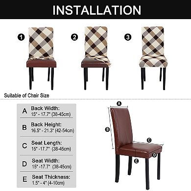 Dining Room Removable Washable Seat Chair Cover Protector Plaid Pattern