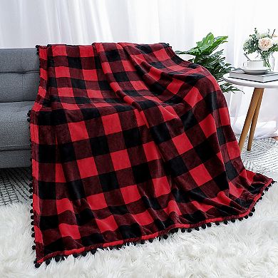 Plaid Buffalo Checker Christmas 50" x  60" Sofa Bed Blanket Soft Plush Fleece