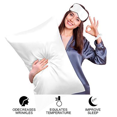 Satin Enveloped Pillowcase with Eye Mask & Scrunchie 2 Pcs Queen 20" x 30"