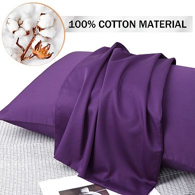 Pure Cotton Pillowcases 2 Pcs Soft with Zipper Queen 20" x 30"