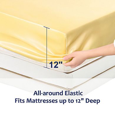 Satin Fitted Sheet With 12" Deep Pocket, King 79" X 77"(l*w)