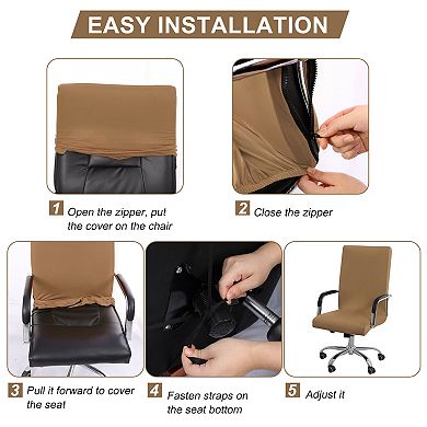 Stretch Office Chairs Covers with Zippers and Bottom Strips