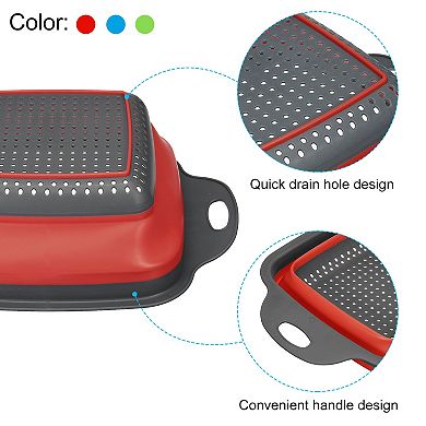 Collapsible Colander Set, 3 Pcs Silicone Square Strainer, Small