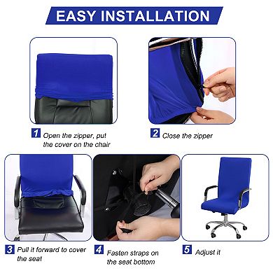 Stretch Office Chairs Slipcovers With Zippers And Bottom Strips