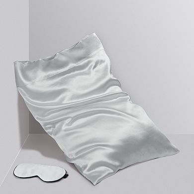 19 Momme Silk Pillowcase with Eye Cover Set Queen 20"x30"