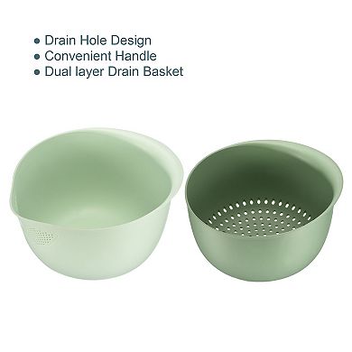 Plastic Kitchen Strainer Bowl Drainer Fruit Sieve Colander, 2PCS