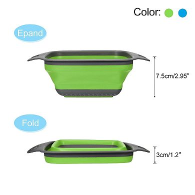 Collapsible Colander Set, 2 Pcs Silicone Square Strainer, Small