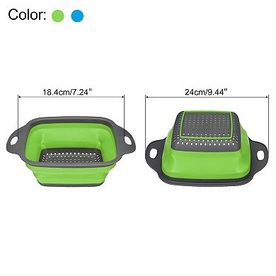 Collapsible Colander Set, 2 Pcs Silicone Square Strainer, Small