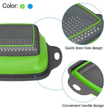 Collapsible Colander Set, 2 Pcs Silicone Square Strainer, Small