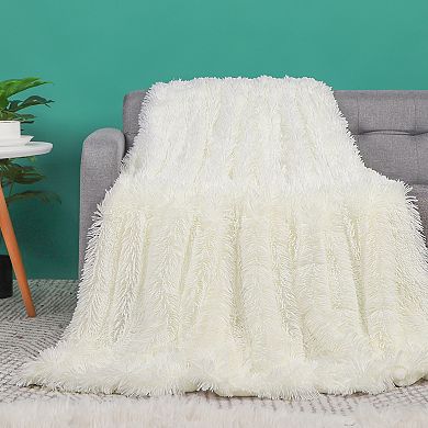 Large Soft Reversible Long Shaggy Faux Fur Throw Bed Blanket Full/queen 78"x90"