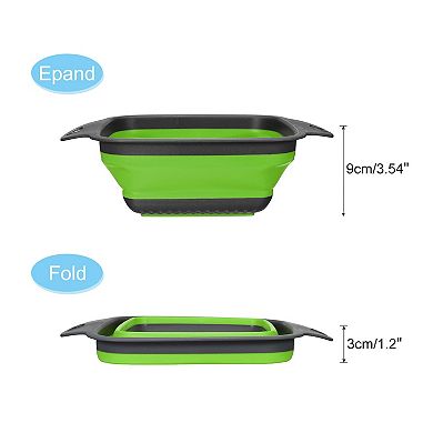 Collapsible Colander Set, 3 Pcs Silicone Square Foldable Strainer, Large