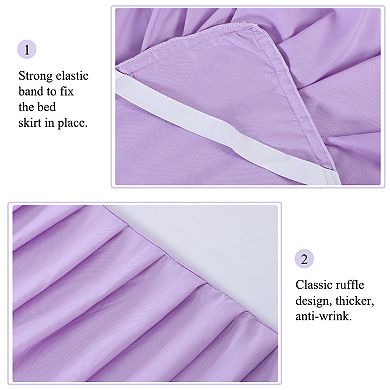 Polyester 14 Inch Droppleated Bed Skirts Solid Dust Ruffle King 78" X 80"