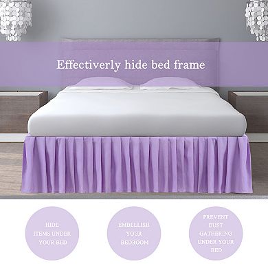 Polyester 14 Inch Droppleated Bed Skirts Solid Dust Ruffle King 78" X 80"