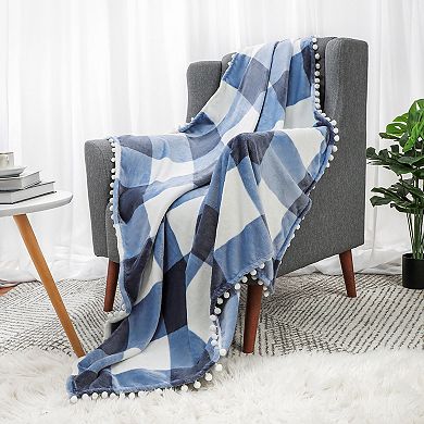 Fleece Throw Blanket Soft with Plaid Buffalo Plush 50" x  60"