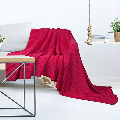 Soft 100% Cotton Knitted Lightweight Cable Knit Bed Blanket Home Decorative Blanket Throw 50"x60"