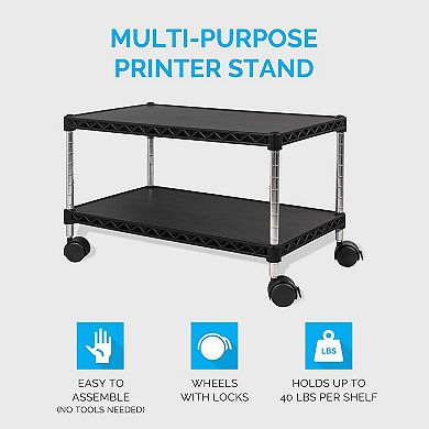 Zbrands // Printer Stand Cart Mini, 15" X 10.6", Mobile Fax Stand With Swivel Wheels (mini)