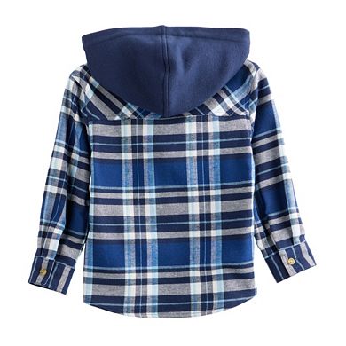 Baby & Toddler Boy Jumping Beans Long Sleeve Hooded Flannel Shirt