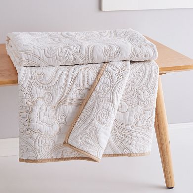 Levtex Home Perla White Quilted Throw