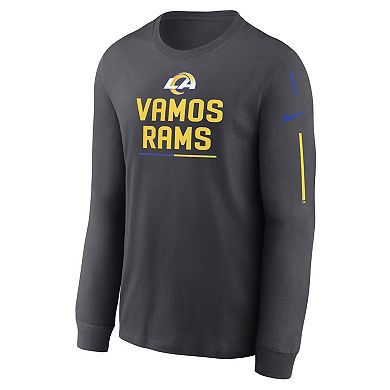 Men's Nike Anthracite Los Angeles Rams Team Slogan Long Sleeve T-Shirt