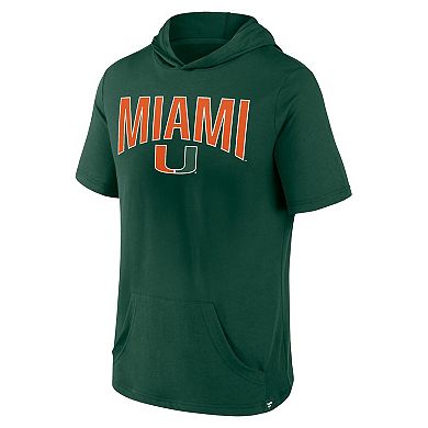 Men's Fanatics Branded Green Miami Hurricanes Outline Lower Arch Hoodie T-Shirt