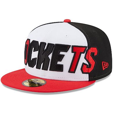 Men's New Era White/Red Houston Rockets Back Half 59FIFTY Fitted Hat